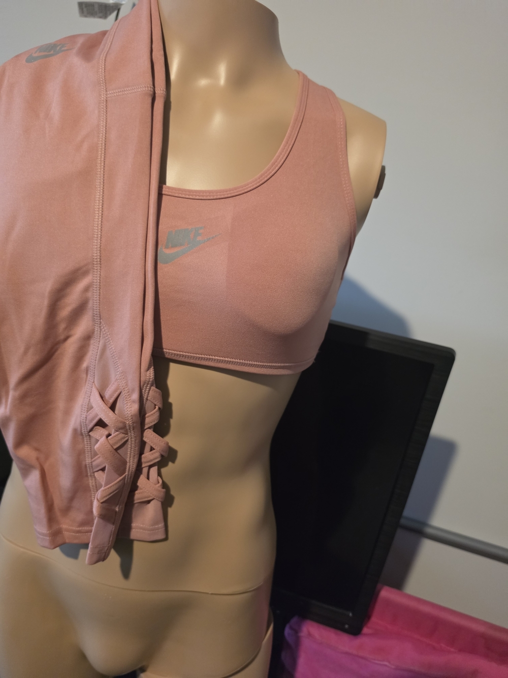 Nike Women's Pink Sports Bra - Soft Support